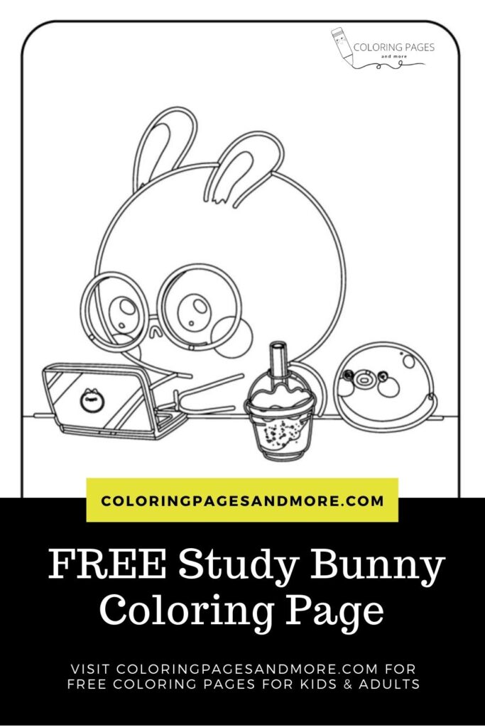 Study Bunny Coloring Page