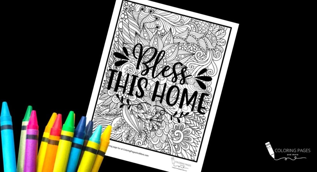 Bless This Home Inspirational Coloring Page