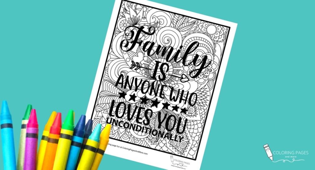 Family Love Inspirational Coloring Page
