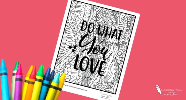 Do What You Love Inspirational Coloring Page