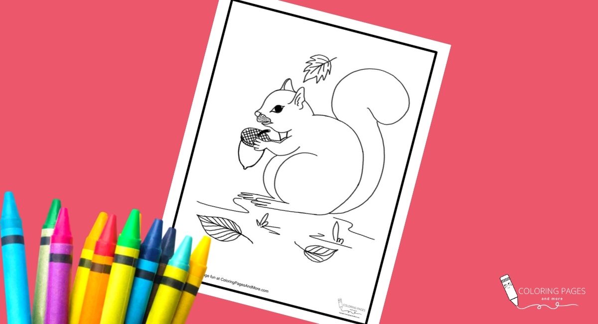 Squirrel with Acorns Coloring Page
